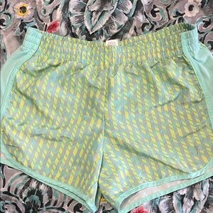 Danskin Now Light Green Patterned Athletic Shorts